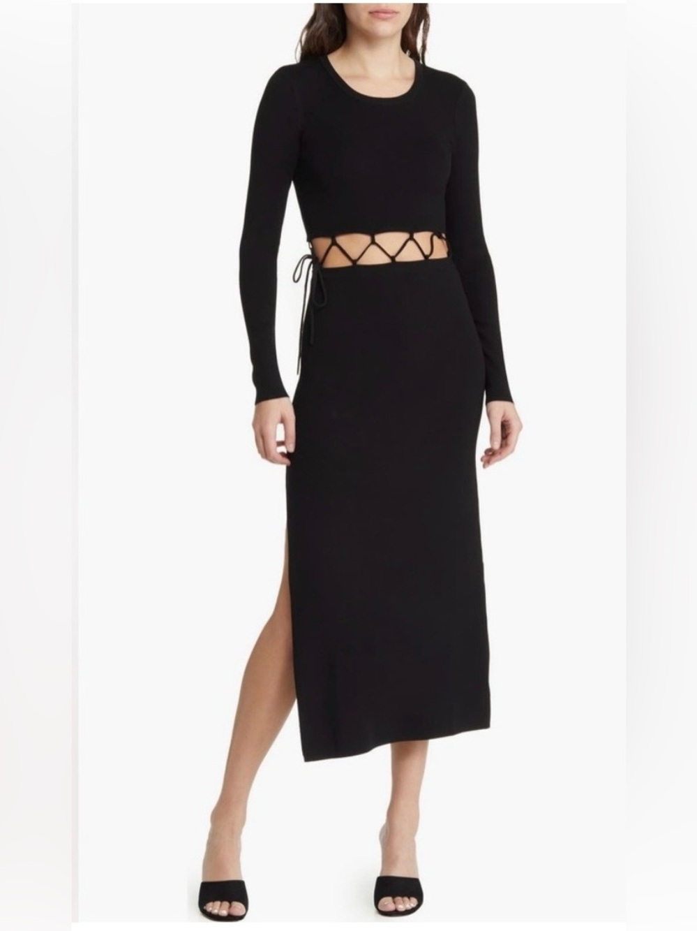 THE RANGE Long Sleeve Sweater Dress Black Size Small BRAND NEW